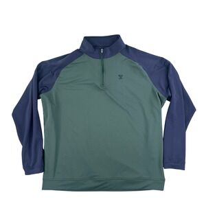 Peter Millar Sweater Mens XXL Green Blue Pullover 1/4 Zip Golf Shirt‎ Silverleaf